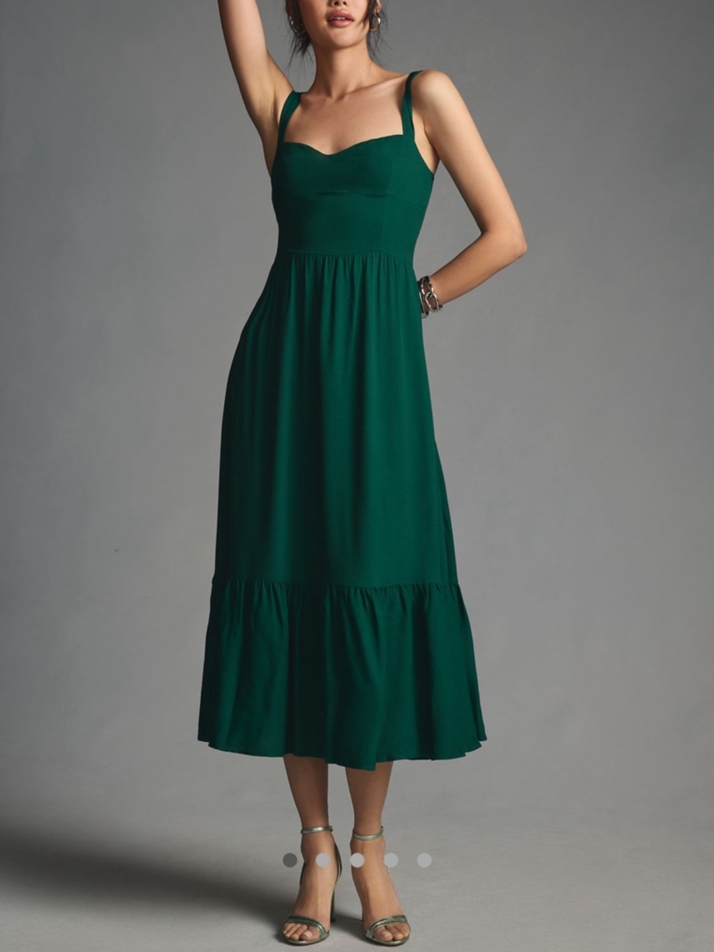 Reformation Emerald Green Maxi Dress with Square Neck